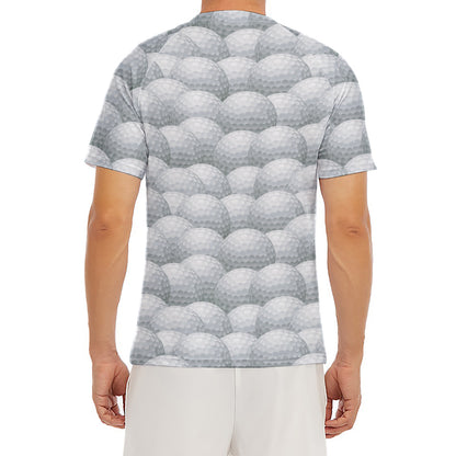 Big Golf Ball Pattern Print Men's Short Sleeve Rash Guard