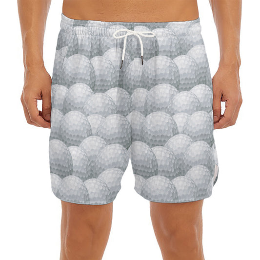 Big Golf Ball Pattern Print Men's Split Running Shorts