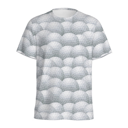 Big Golf Ball Pattern Print Men's Sports T-Shirt