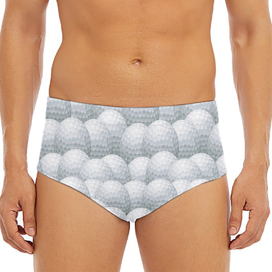 Big Golf Ball Pattern Print Men's Triangle Swim Briefs