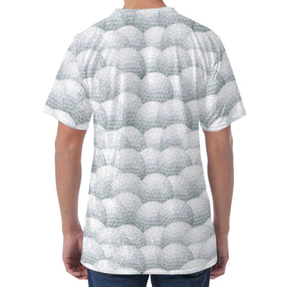 Big Golf Ball Pattern Print Men's Velvet T-Shirt
