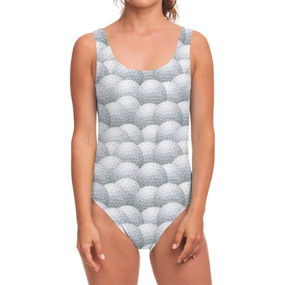 Big Golf Ball Pattern Print One Piece Swimsuit