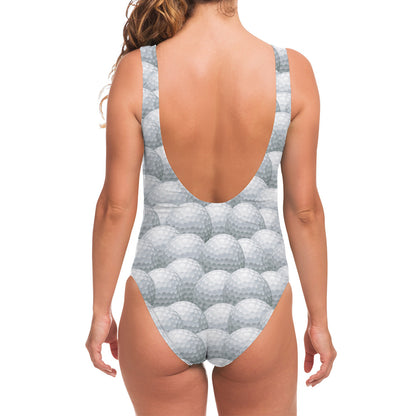 Big Golf Ball Pattern Print One Piece Swimsuit