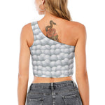 Big Golf Ball Pattern Print One Shoulder Crop Top
