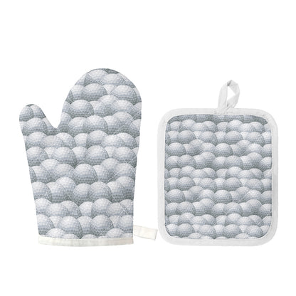 Big Golf Ball Pattern Print Oven Mitt And Pot Holder Set
