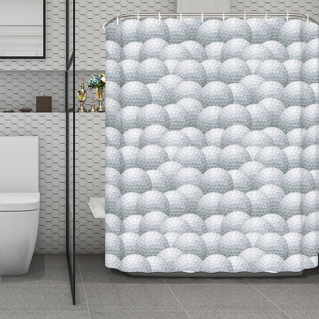 Big Golf Ball Pattern Print Polyester Shower Curtain
