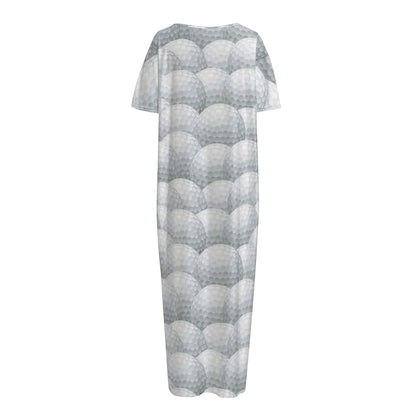 Big Golf Ball Pattern Print Short Sleeve Long Nightdress