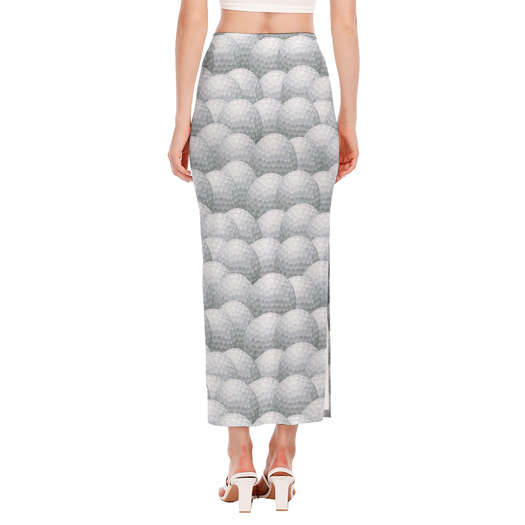 Big Golf Ball Pattern Print Side Slit Maxi Skirt