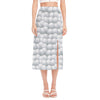 Big Golf Ball Pattern Print Side Slit Midi Skirt