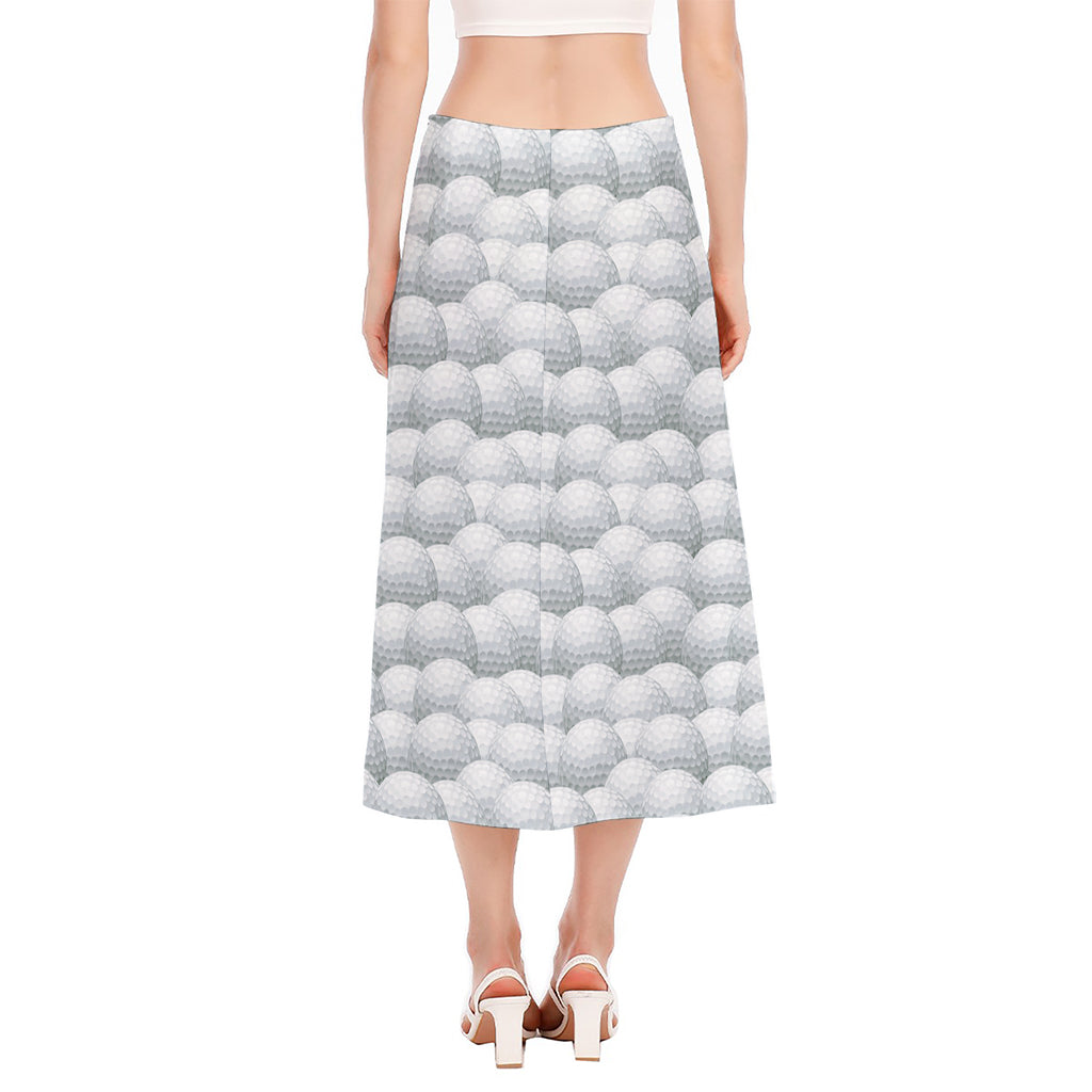 Big Golf Ball Pattern Print Side Slit Midi Skirt