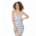 Big Golf Ball Pattern Print Sleeveless Bodycon Dress