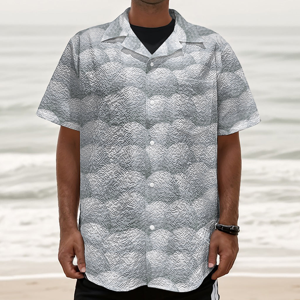 Big Golf Ball Pattern Print Textured Short Sleeve Shirt