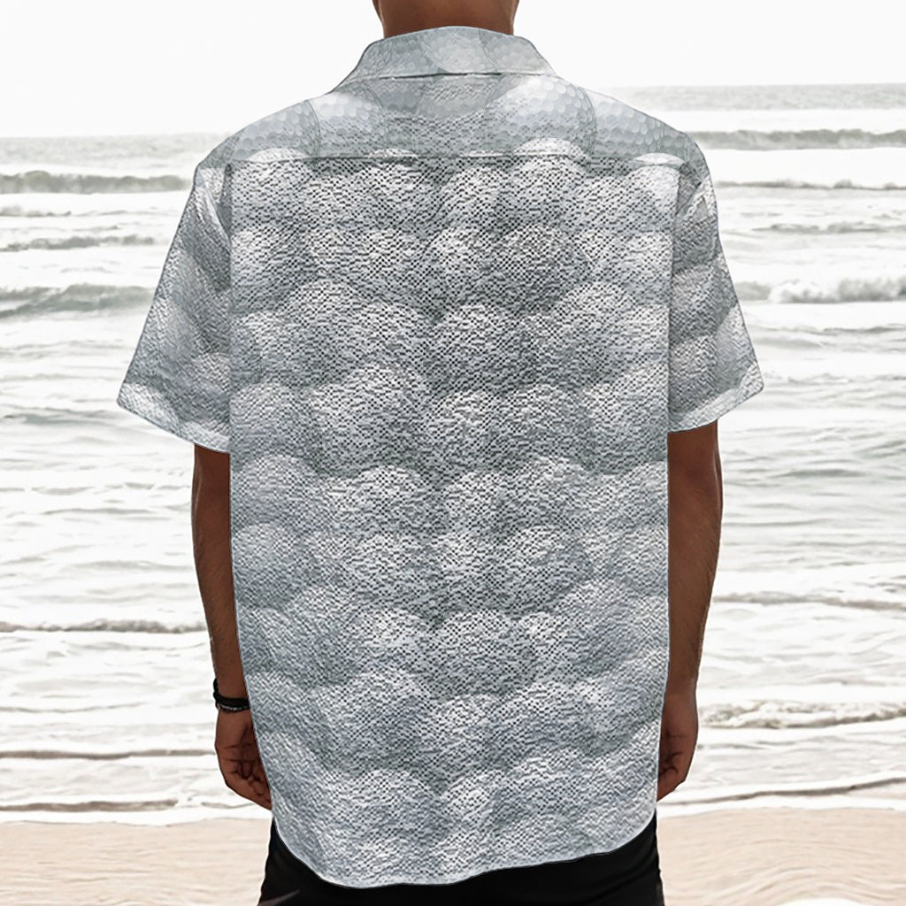 Big Golf Ball Pattern Print Textured Short Sleeve Shirt