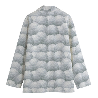 Big Golf Ball Pattern Print Women's Cotton Blazer