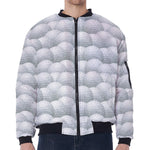 Big Golf Ball Pattern Print Zip Sleeve Bomber Jacket