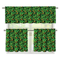 Bird Of Paradise And Palm Leaves Print 3 Piece Kitchen Curtains