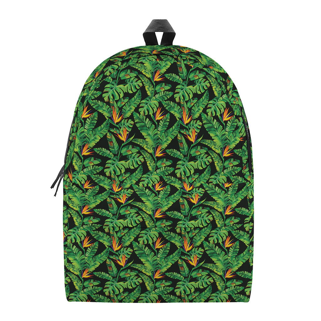 Bird Of Paradise And Palm Leaves Print Backpack