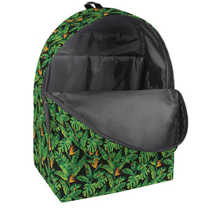 Bird Of Paradise And Palm Leaves Print Backpack