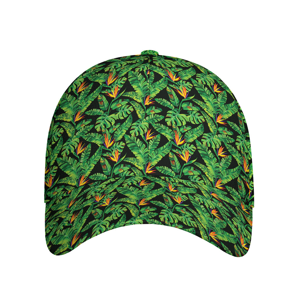 Bird Of Paradise And Palm Leaves Print Baseball Cap