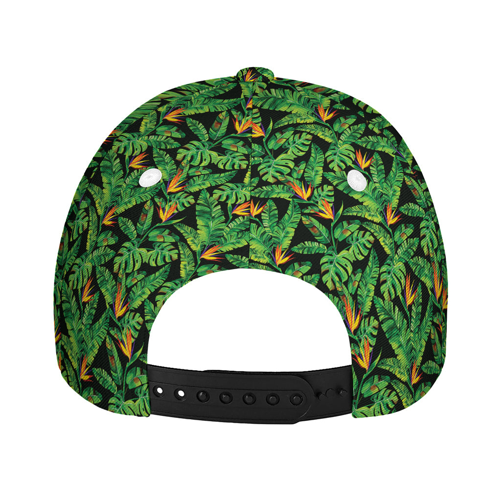 Bird Of Paradise And Palm Leaves Print Baseball Cap