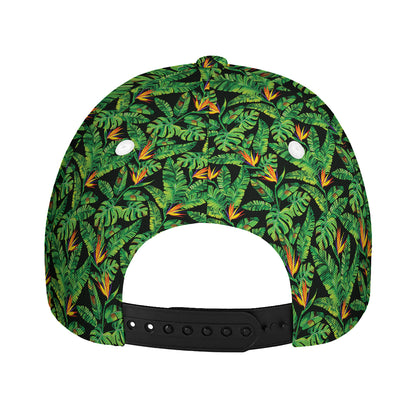 Bird Of Paradise And Palm Leaves Print Baseball Cap