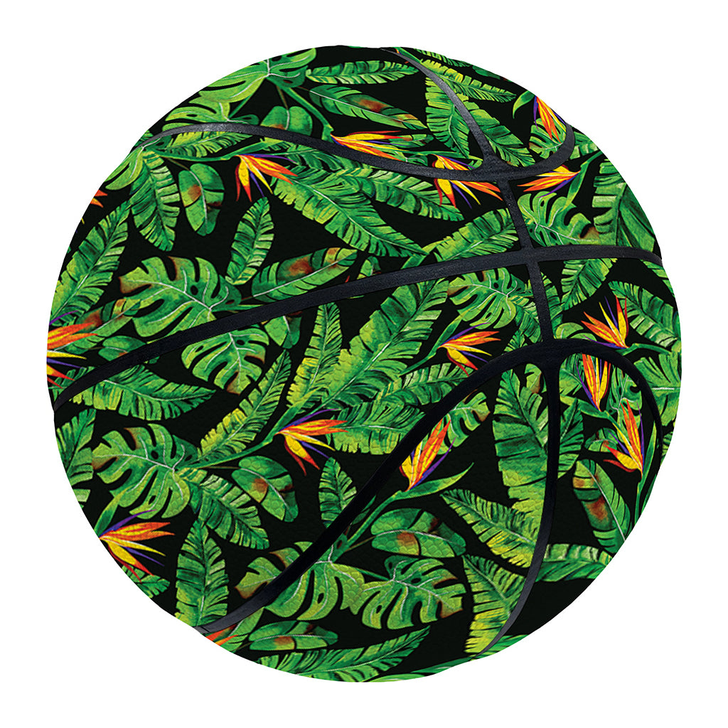 Bird Of Paradise And Palm Leaves Print Basketball