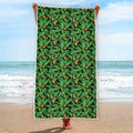 Bird Of Paradise And Palm Leaves Print Beach Towel