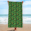 Bird Of Paradise And Palm Leaves Print Beach Towel