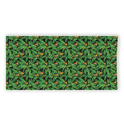 Bird Of Paradise And Palm Leaves Print Beach Towel