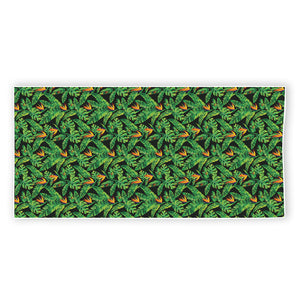 Bird Of Paradise And Palm Leaves Print Beach Towel