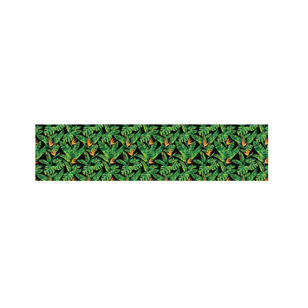 Bird Of Paradise And Palm Leaves Print Bed Runner