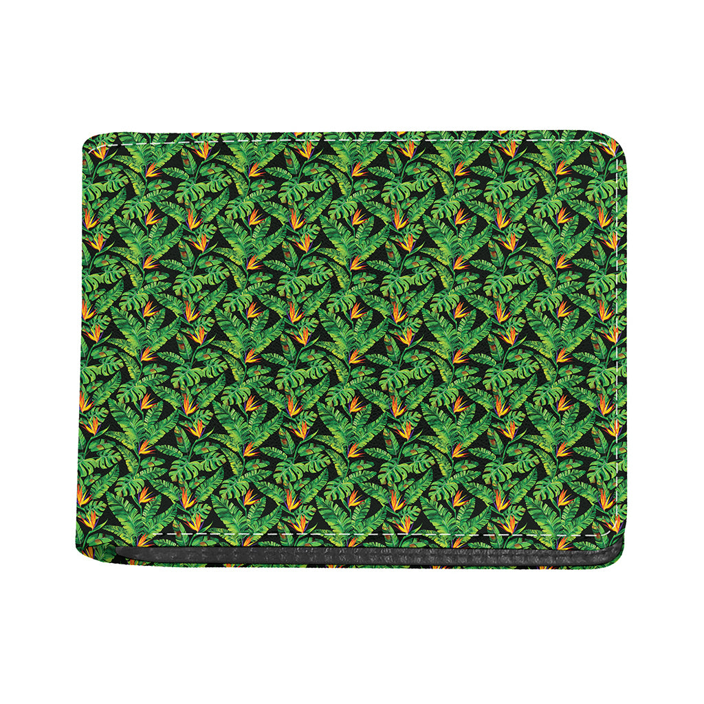 Bird Of Paradise And Palm Leaves Print Bifold Wallet