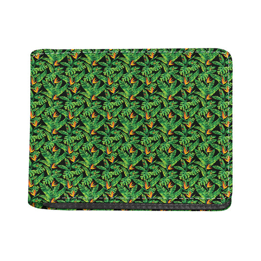 Bird Of Paradise And Palm Leaves Print Bifold Wallet
