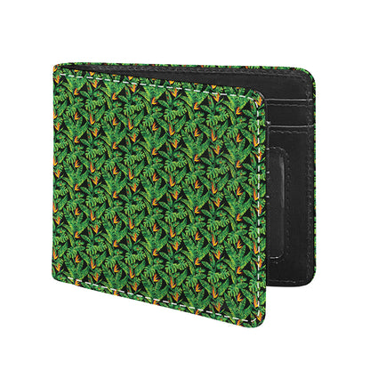 Bird Of Paradise And Palm Leaves Print Bifold Wallet