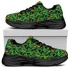 Bird Of Paradise And Palm Leaves Print Black Chunky Shoes