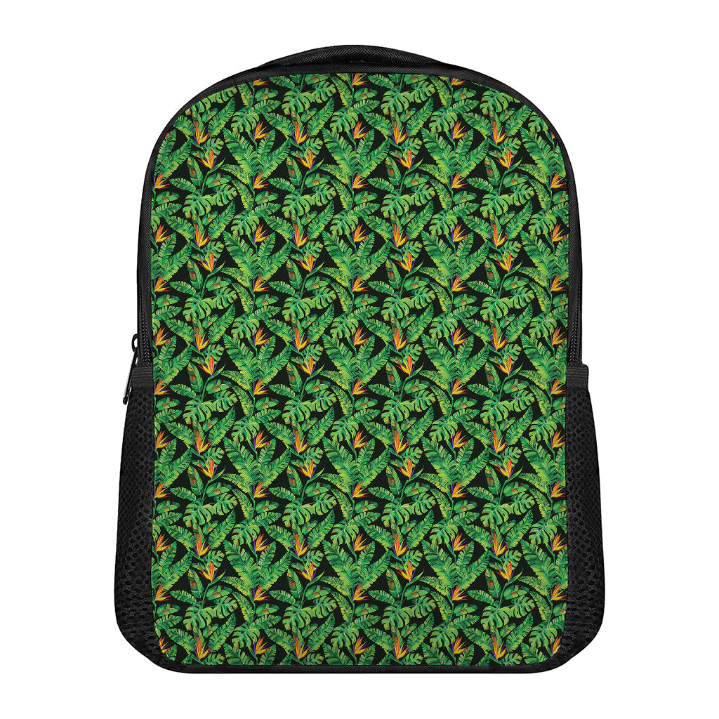 Bird Of Paradise And Palm Leaves Print Casual Backpack