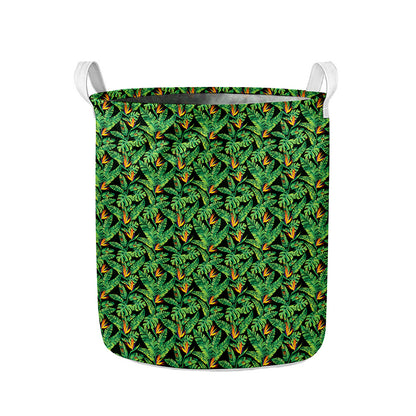 Bird Of Paradise And Palm Leaves Print Collapsible Laundry Basket