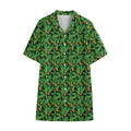 Bird Of Paradise And Palm Leaves Print Cotton Hawaiian Shirt