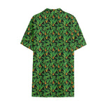 Bird Of Paradise And Palm Leaves Print Cotton Hawaiian Shirt