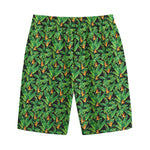 Bird Of Paradise And Palm Leaves Print Cotton Shorts