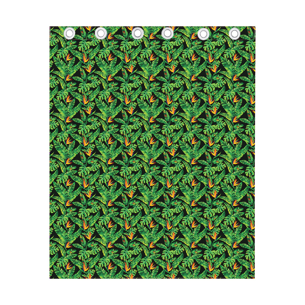 Bird Of Paradise And Palm Leaves Print Curtain
