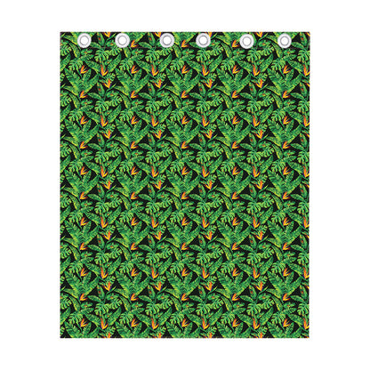 Bird Of Paradise And Palm Leaves Print Curtain