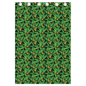 Bird Of Paradise And Palm Leaves Print Curtain