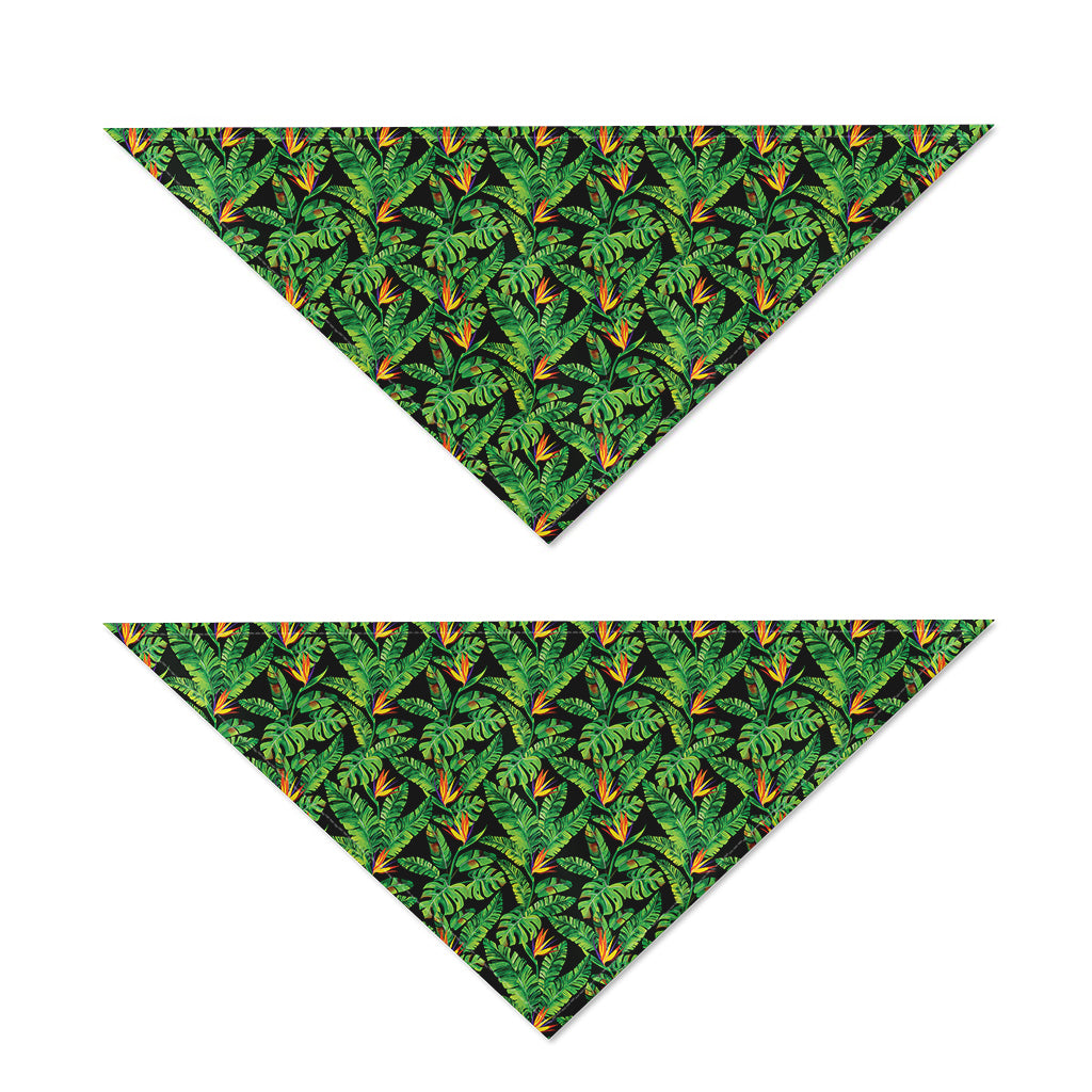 Bird Of Paradise And Palm Leaves Print Dog Bandana