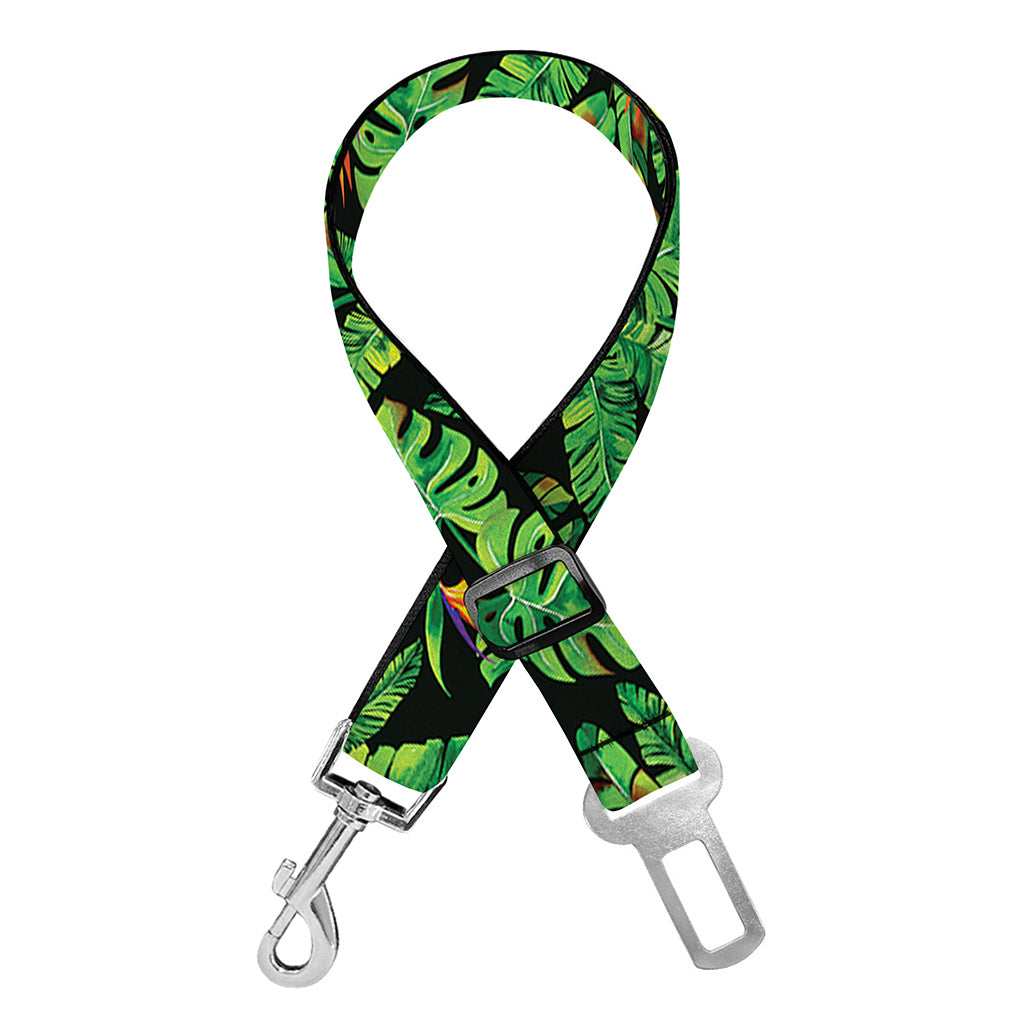 Bird Of Paradise And Palm Leaves Print Dog Seat Belt