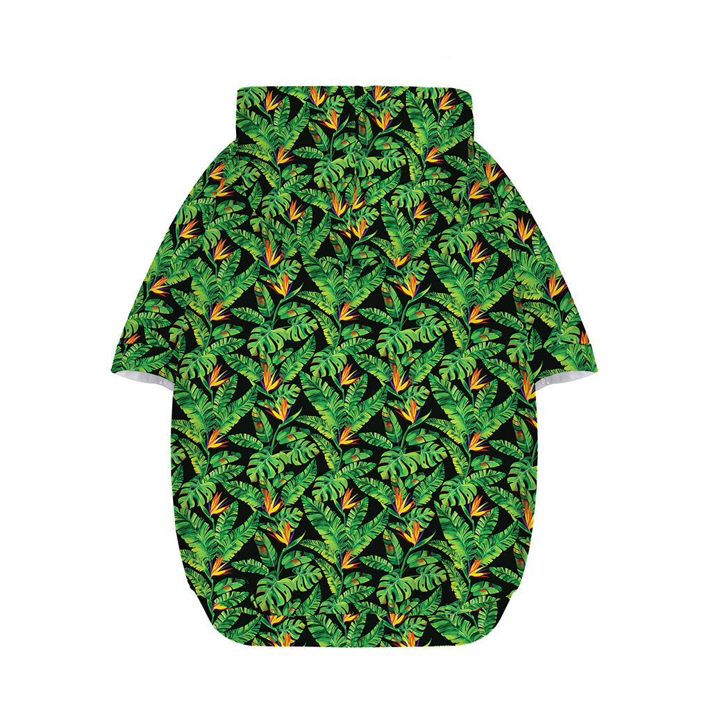 Bird Of Paradise And Palm Leaves Print Dog Zip Up Hoodie
