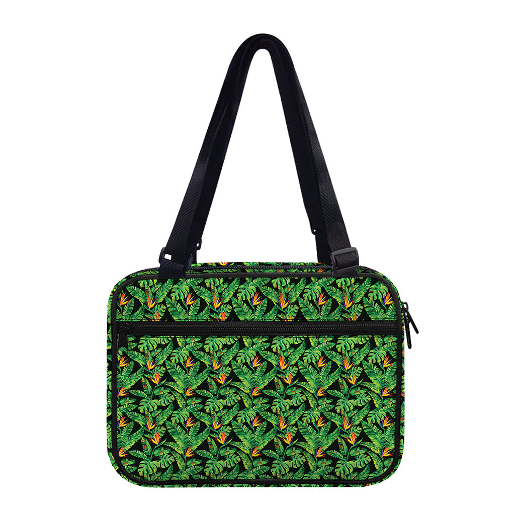 Bird Of Paradise And Palm Leaves Print Double Strap Bible Bag