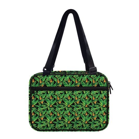 Bird Of Paradise And Palm Leaves Print Double Strap Bible Bag