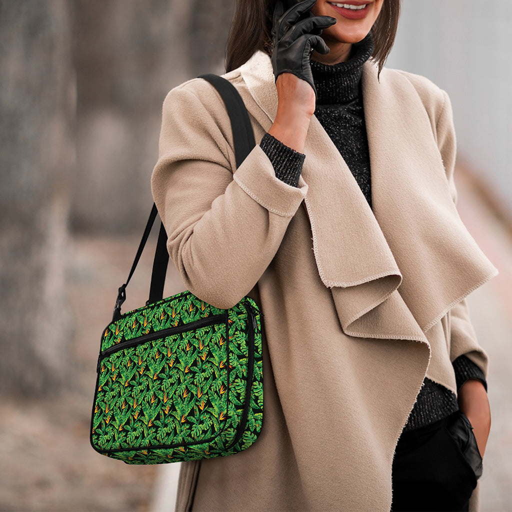 Bird Of Paradise And Palm Leaves Print Double Strap Bible Bag