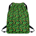 Bird Of Paradise And Palm Leaves Print Drawstring Backpack